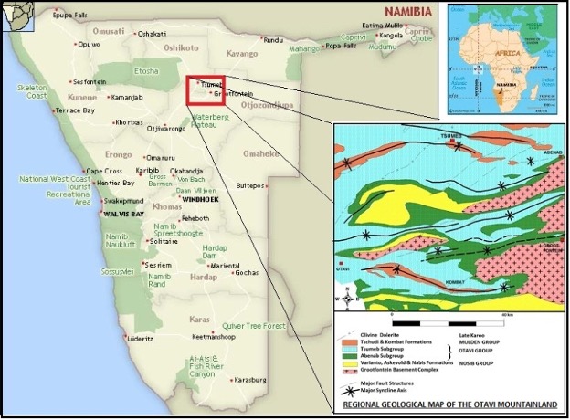 Tsumeb Location Map of Namibia